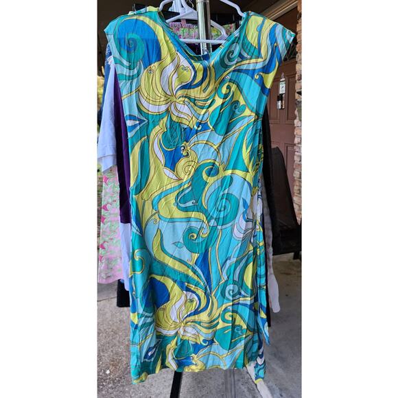 Banana Republic x Trina Turk Collection Silk Blend Dress Green Yellow Small - Picture 3 of 8
